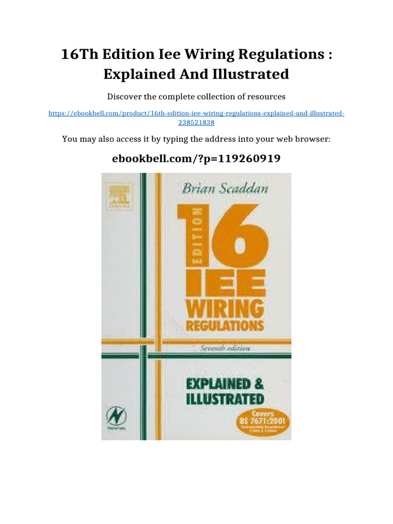 16Th Edition Iee Wiring Regulations: Explained and Illustrated | PDF ...