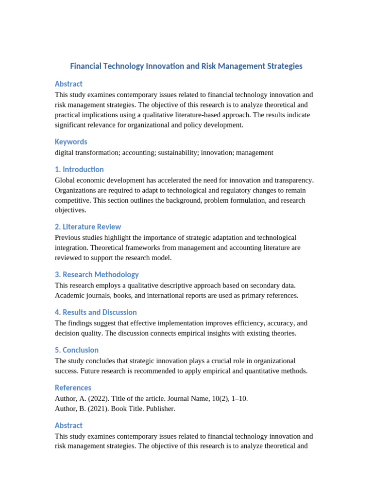 Financial Technology Innovation and Risk Management Strategies | PDF ...