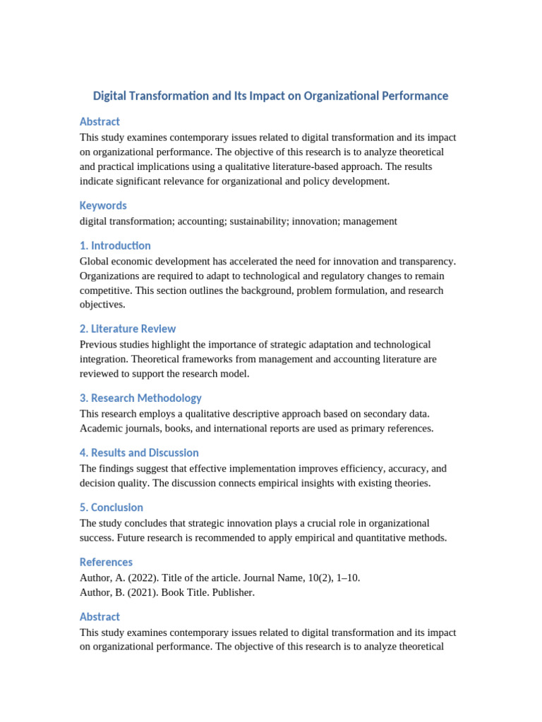 Digital Transformation and Its Impact On Organizational Performance ...