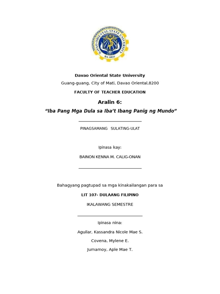 Sulating Ulat Pangkat-6 LIT107 | PDF