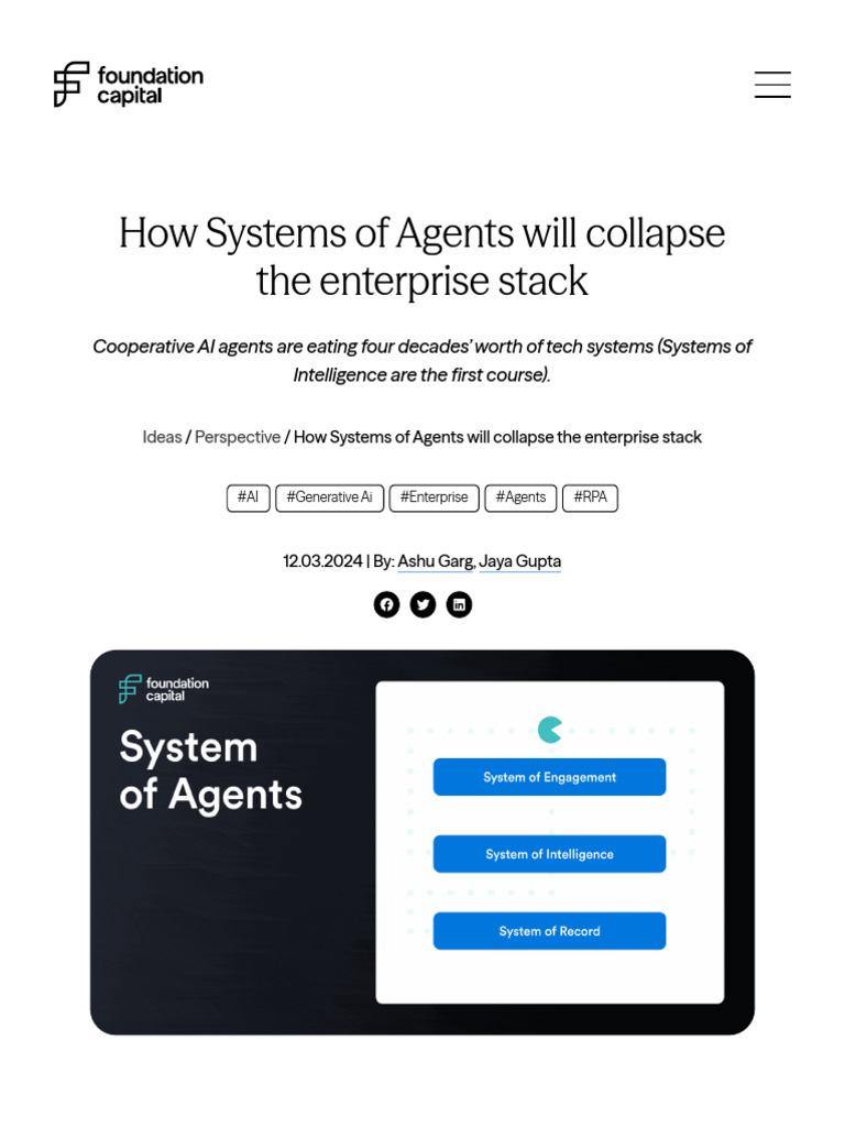 How Systems of Agents Will Collapse The Enterprise Stack - Foundation ...