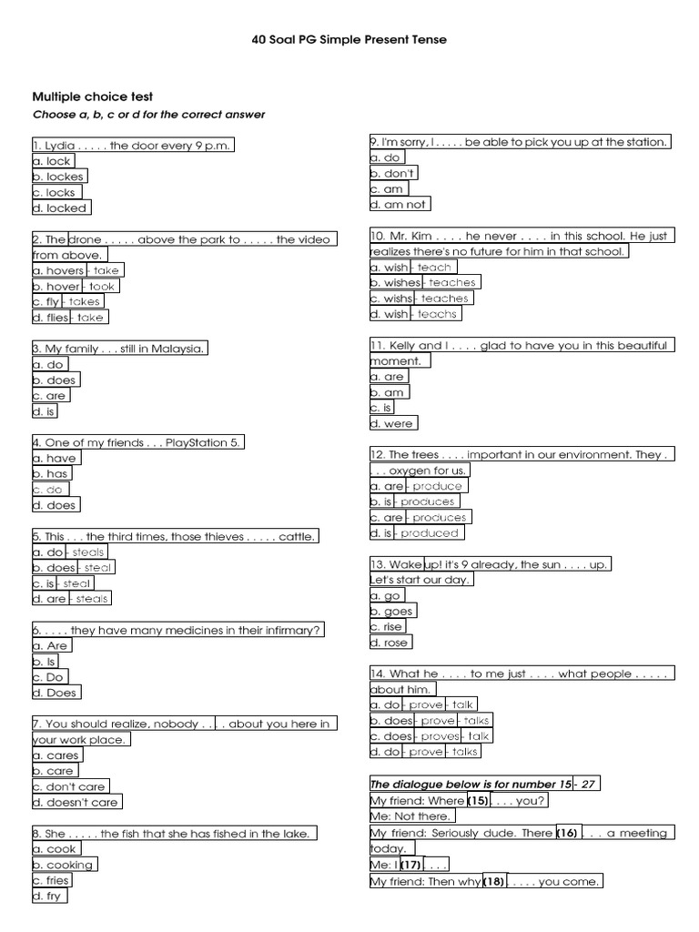 Soal PG Simple Present Tense | PDF