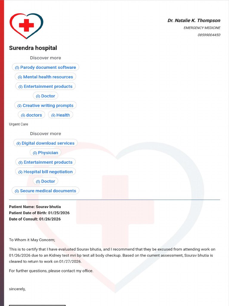 Doctor Note With Signature | PDF