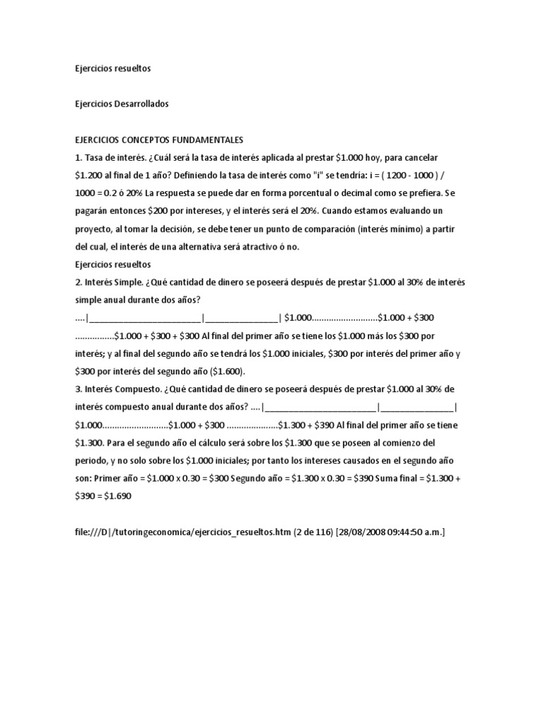 Ejercicios Resueltos Matematica Financiera | PDF | Bancos | Tasas de ...