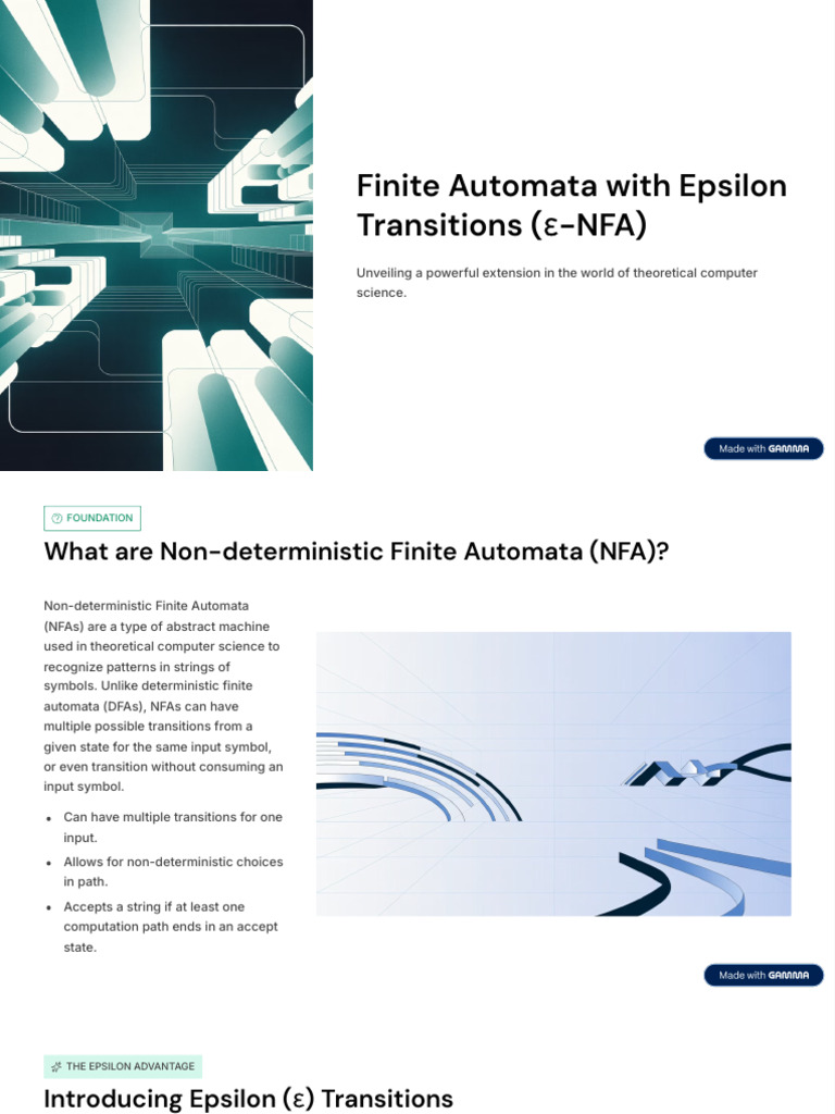 Finite Automata With Epsilon Transitions e NFA | PDF | Models Of ...