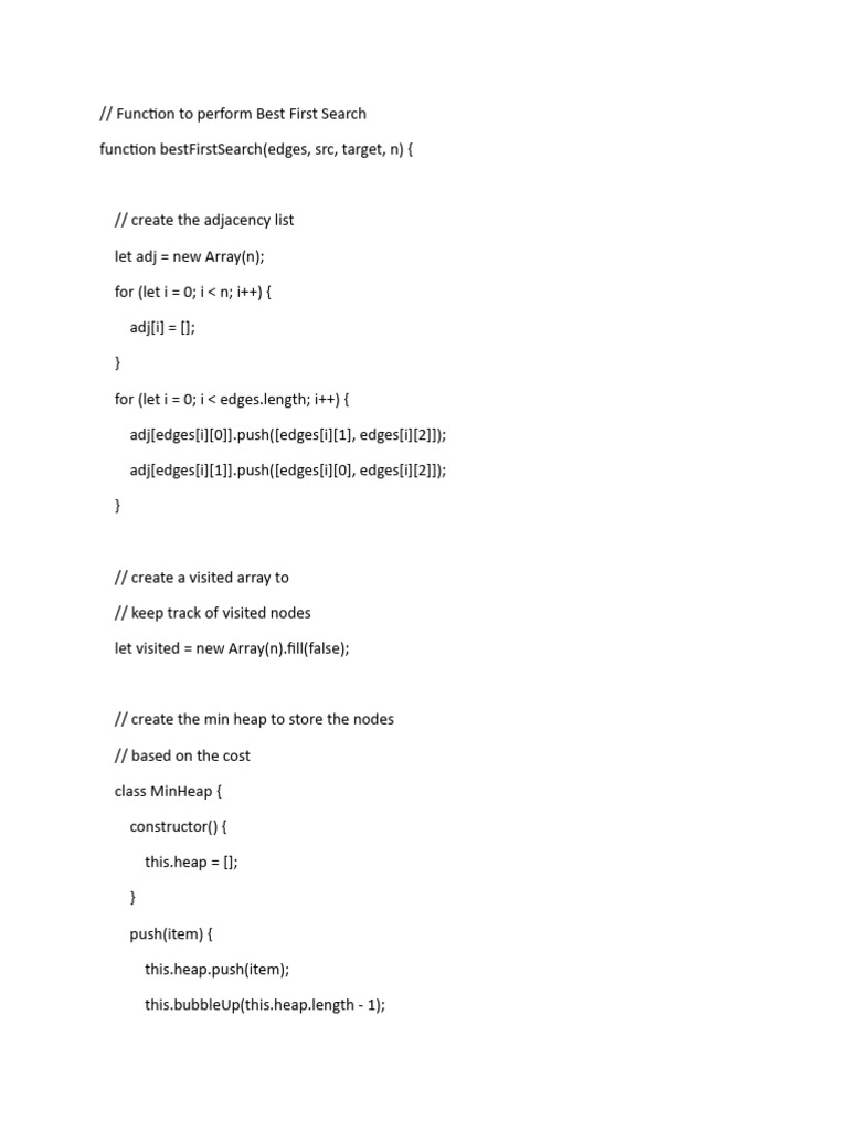 Function To Perform Best First Search | PDF | Algorithms And Data ...