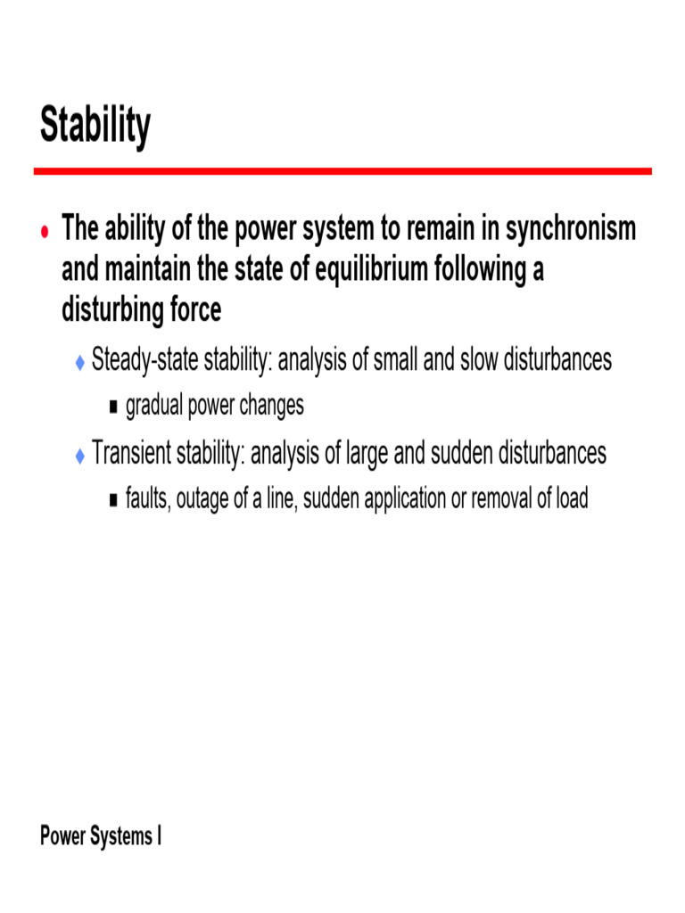 LECTURE 5 Power System Stability | PDF | Steady State | Mechanical ...