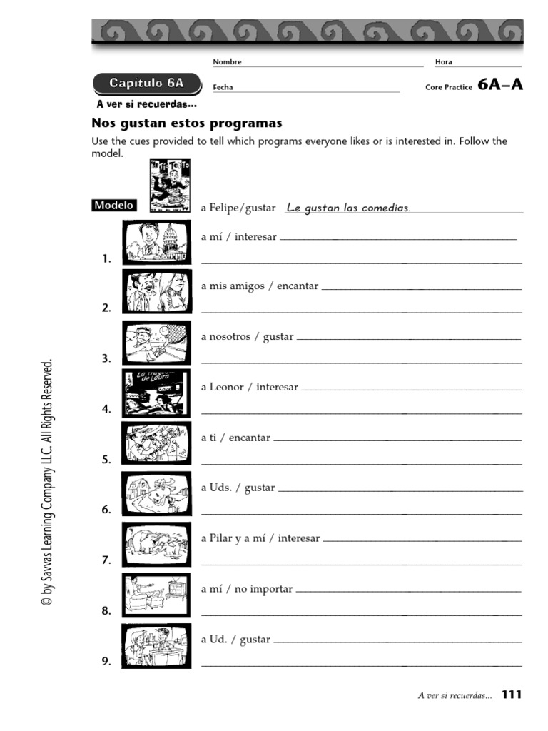 Realidades 2 6A Core Practice | PDF