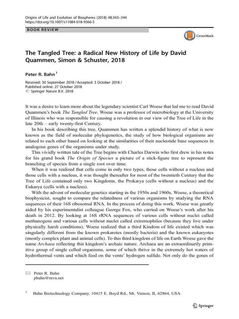 The Tangled Tree A Radical New History o | PDF | Archaea | Tree Of Life ...