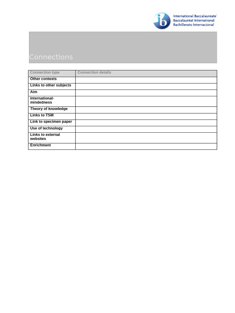 Mathematics Connections Template e | PDF