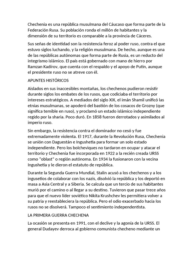 Chechenia 1 | PDF | Chechenia | Vladimir Putin