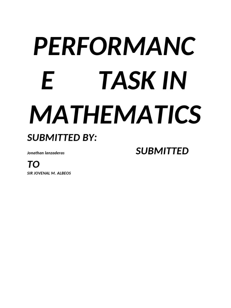 Performance Task in Mathematics Grade 7 | PDF