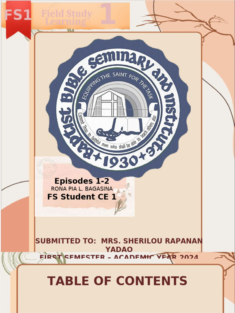 Field Study 1 Episodes 1&2 | PDF | Learning | Classroom