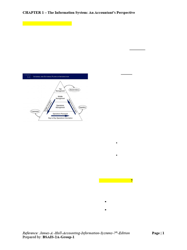 AIS G1 CHAPTER 1 Information Systems An Accountants Perspective | PDF ...