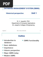 Unit 1: Database Management System (DBMS) Historical Perspective