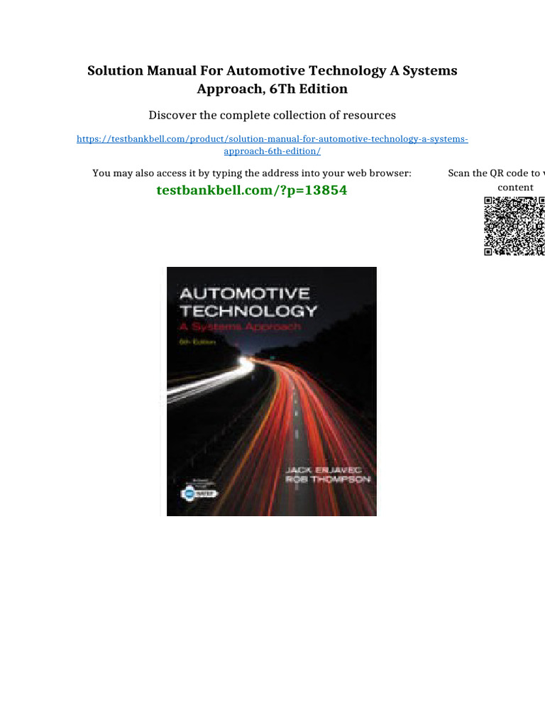 Solution Manual For Automotive Technology A Systems Approach, 6Th ...