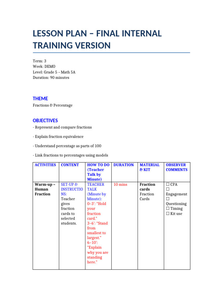 Grade 5 FINAL Internal Training FAS | PDF