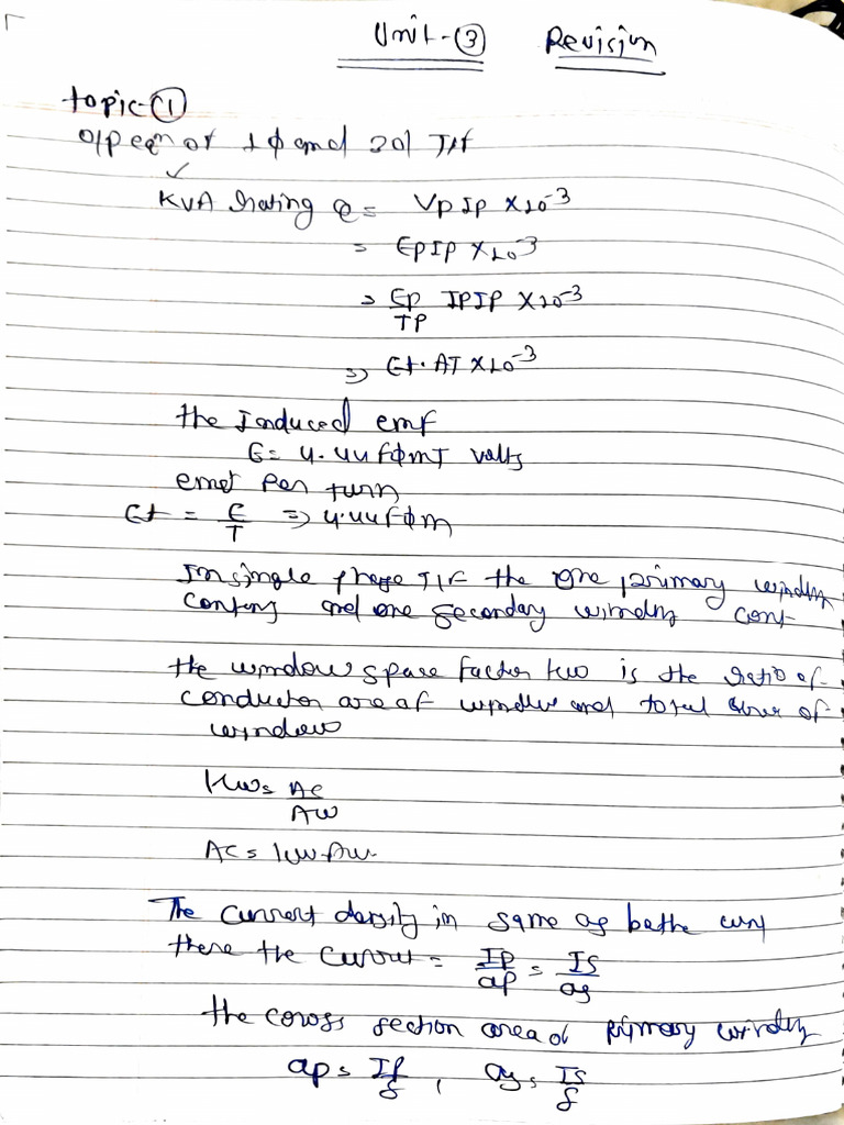 Electrical Machine Notes Revision | PDF