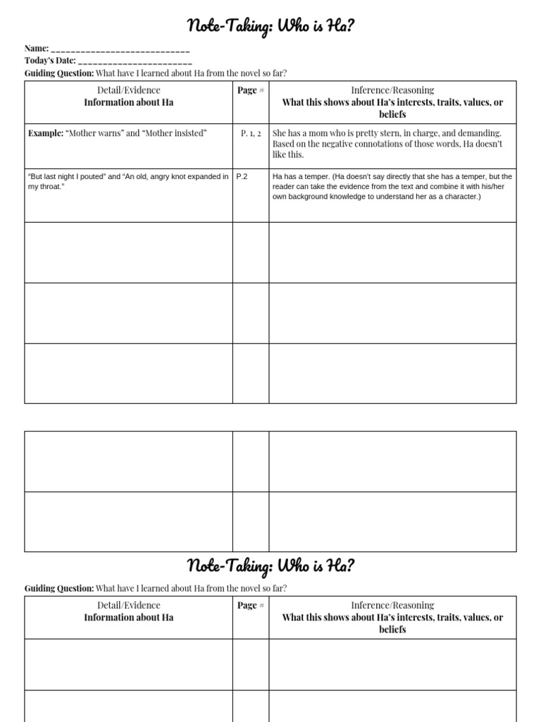 Lesson 2 - Who Is Ha - Model Note-Taking (Updated) | PDF