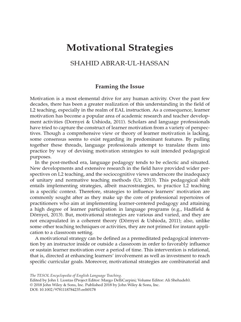 Motivational Strategies in Classroom Study | PDF | Pedagogy | Learning