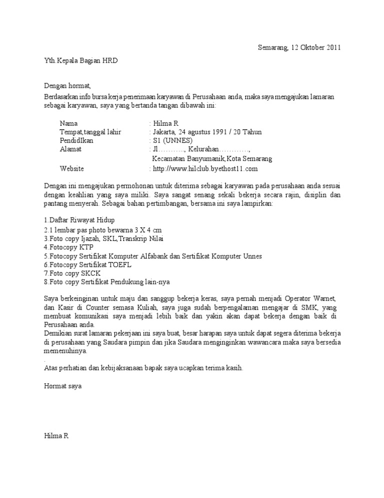 Download 95+ Contoh Surat Lamaran Kerja Vacancy Terbaik Gratis