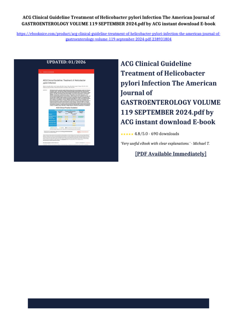 ACG Clinical Guideline Treatment of Helicobacter pylori Infection The ...