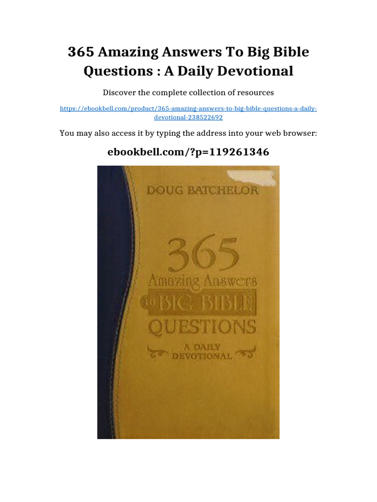 365 Amazing Answers To Big Bible Questions: A Daily Devotional | PDF