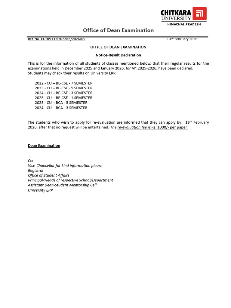 Circular 20260204160835 05-Result Declaration-Soet | PDF