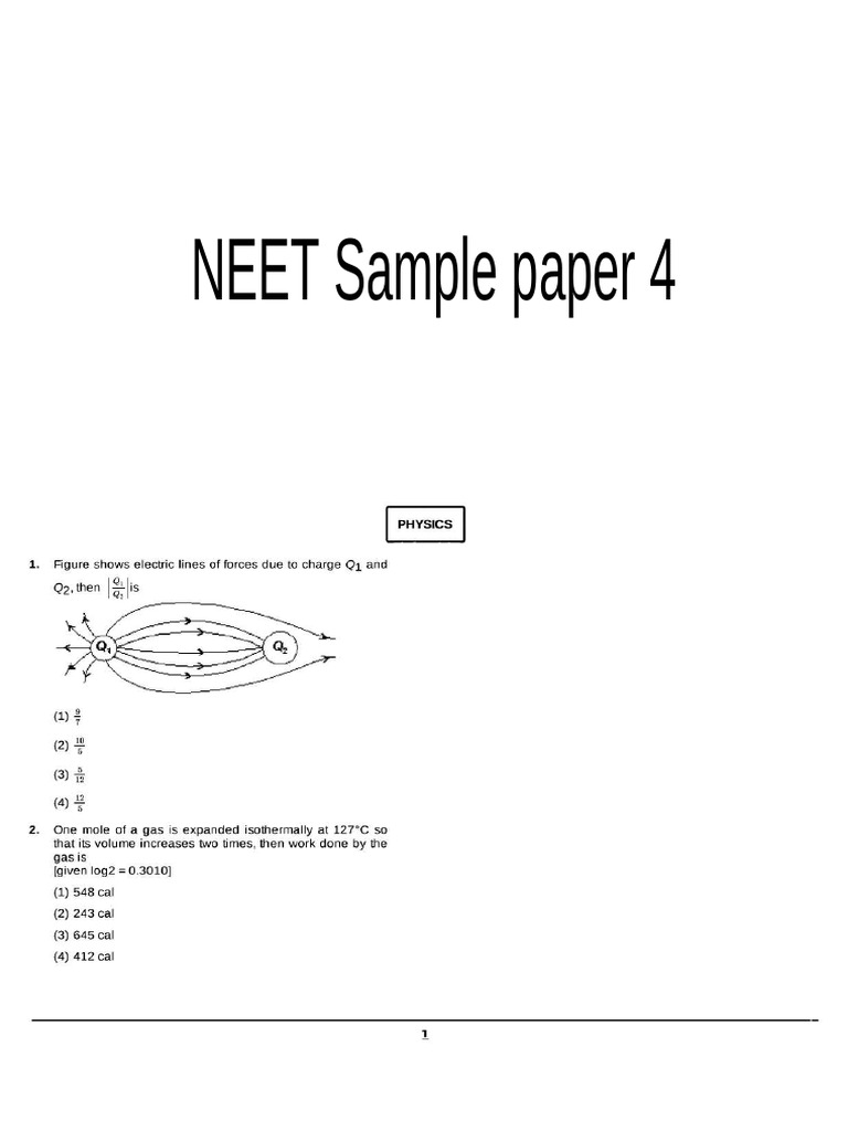 NEET Sample Question Paper 4 | PDF