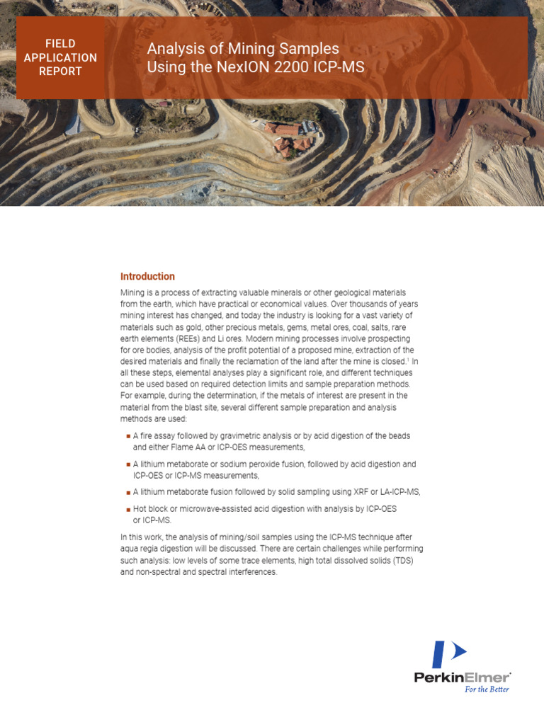 NexION 2200 ICP-MS Mining Samples Field Application Report | PDF ...