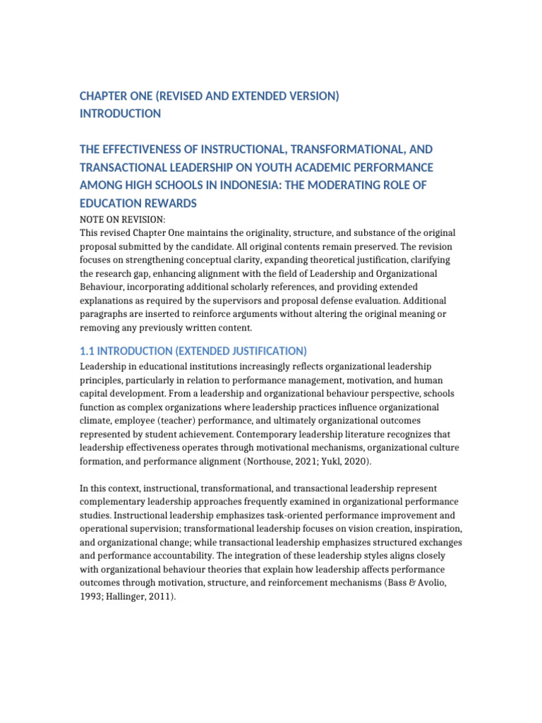 Chapter 1 Revised Extended | PDF | Leadership | Organizational Behavior