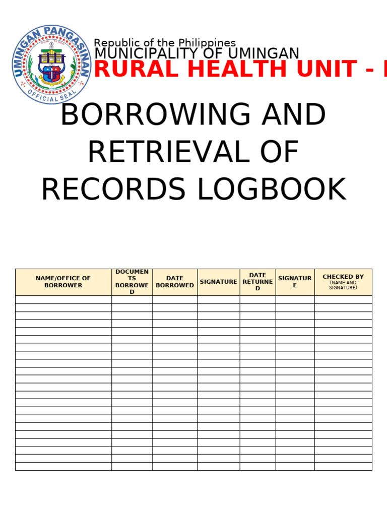 Borrowing and Retrieval of Records Logbook | PDF