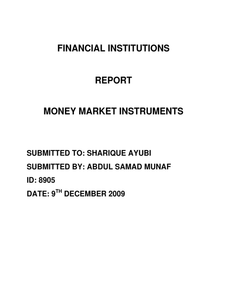 Money Market Instruments Overview | PDF | Repurchase Agreement | United ...