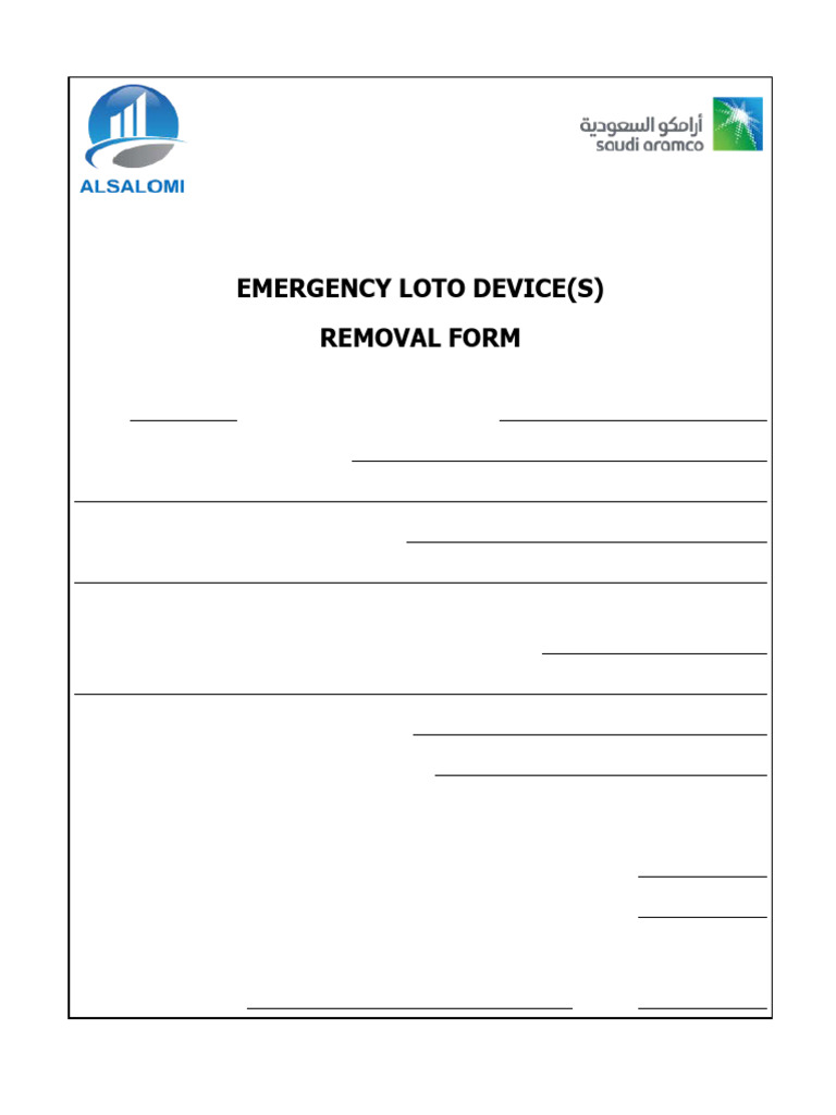 LOTO Emergency Lock Removal Form | PDF