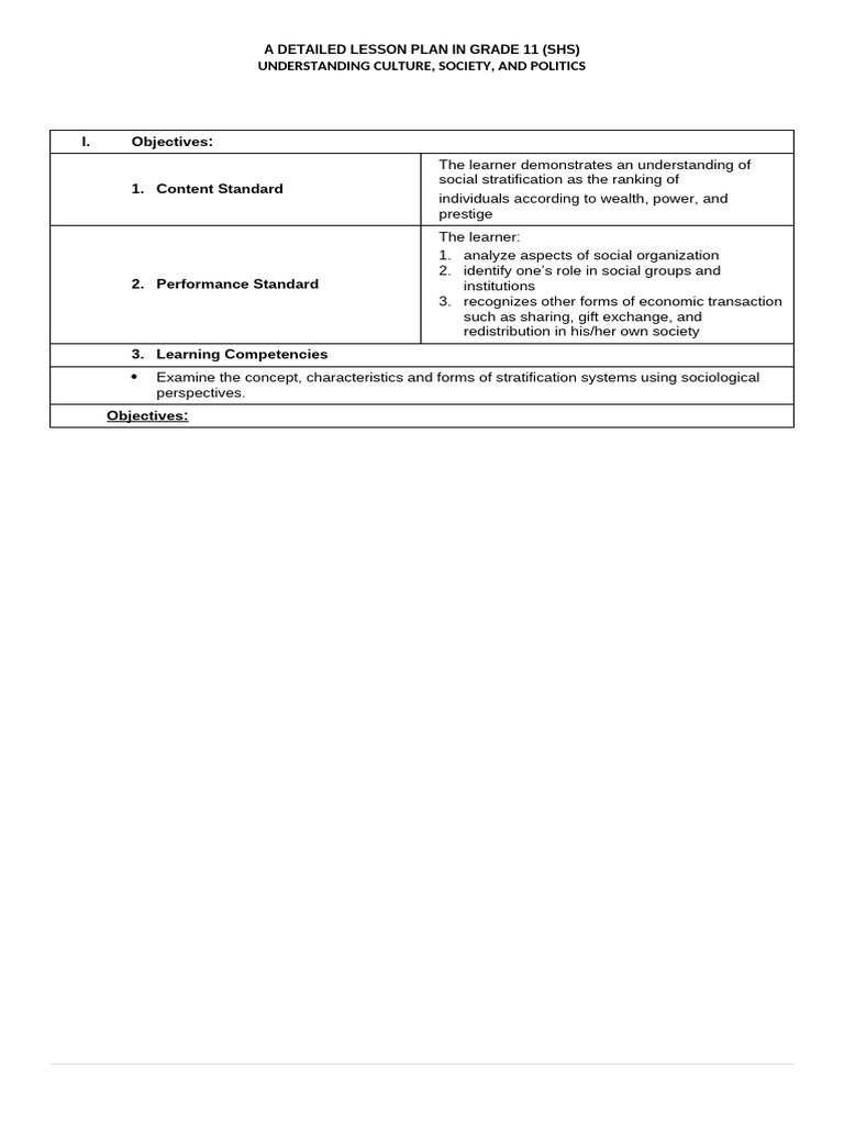 A Detailed Lesson Plan in Shs - Ucsp - No Header | PDF | Social ...