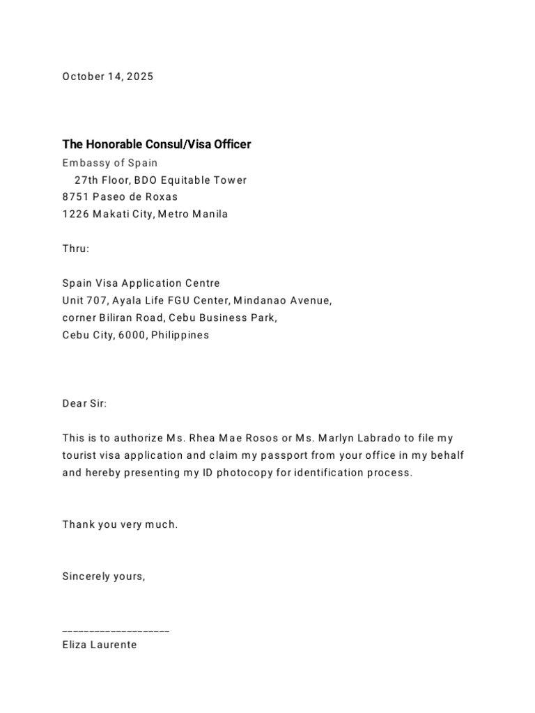 Autho Letter Laurente | PDF