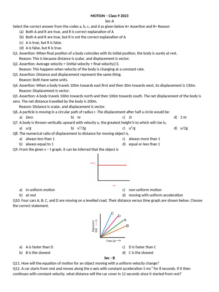 MOTION | PDF | Velocity | Acceleration