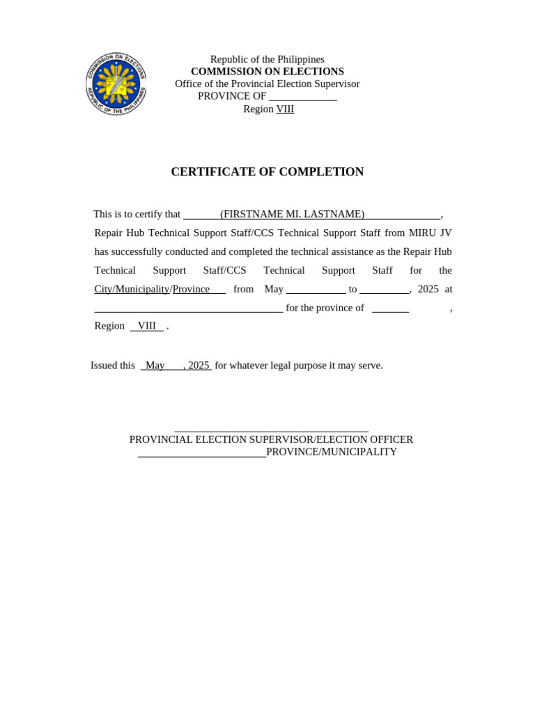 r8 Certificate of Completion | PDF