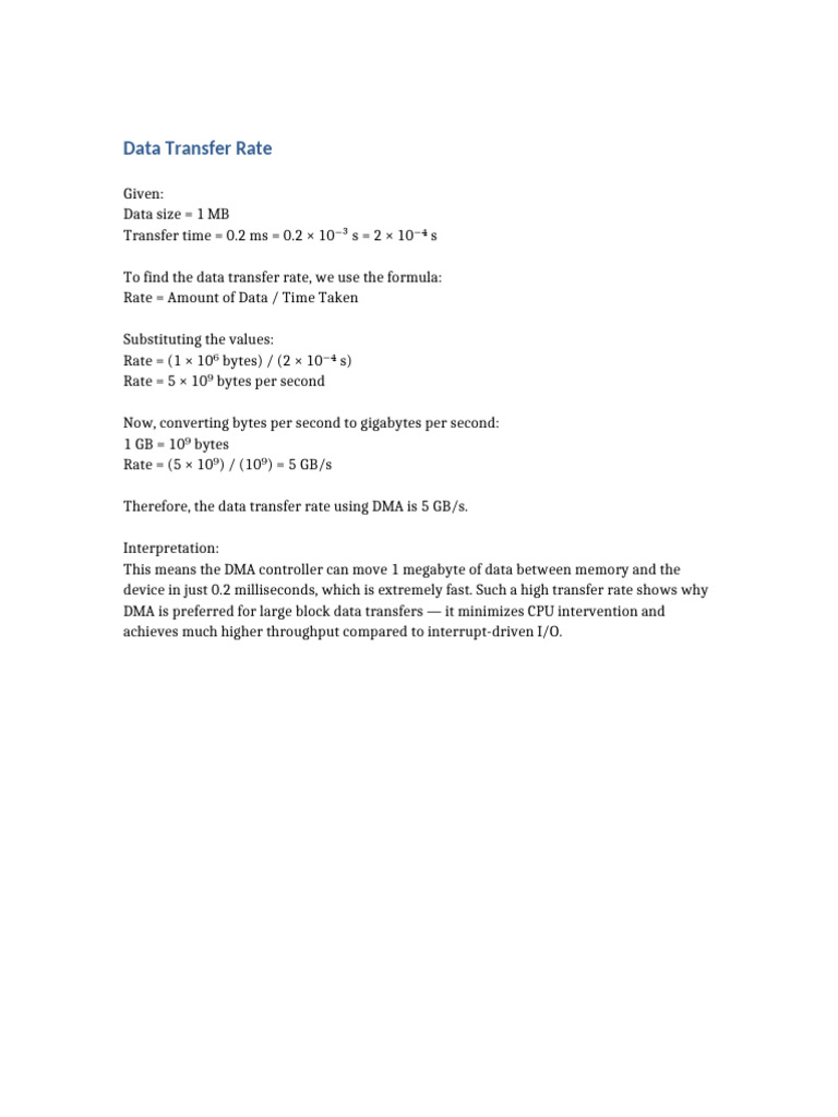 Data Transfer Rate DMA | PDF