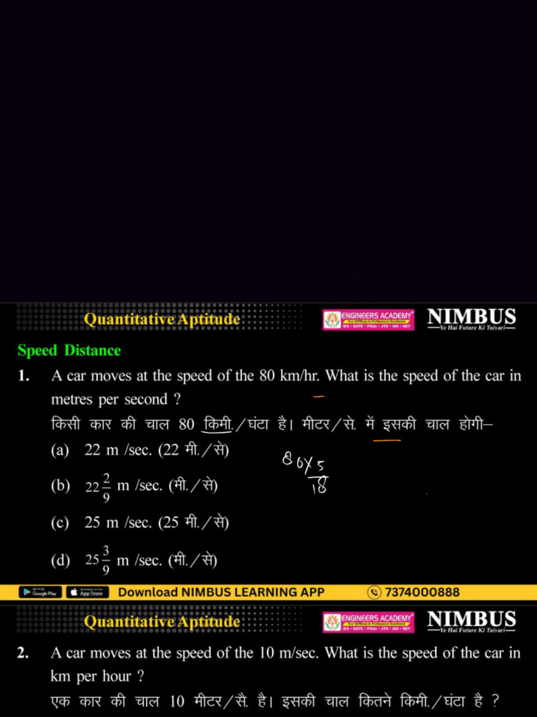 Math - Time, Speed & Distance | PDF