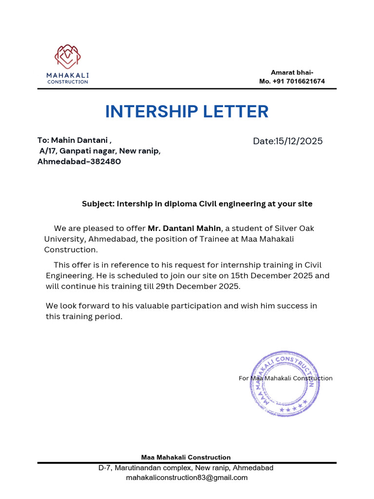 Internship Letter .PDF - 20260108 - 084544 - 0000 | PDF