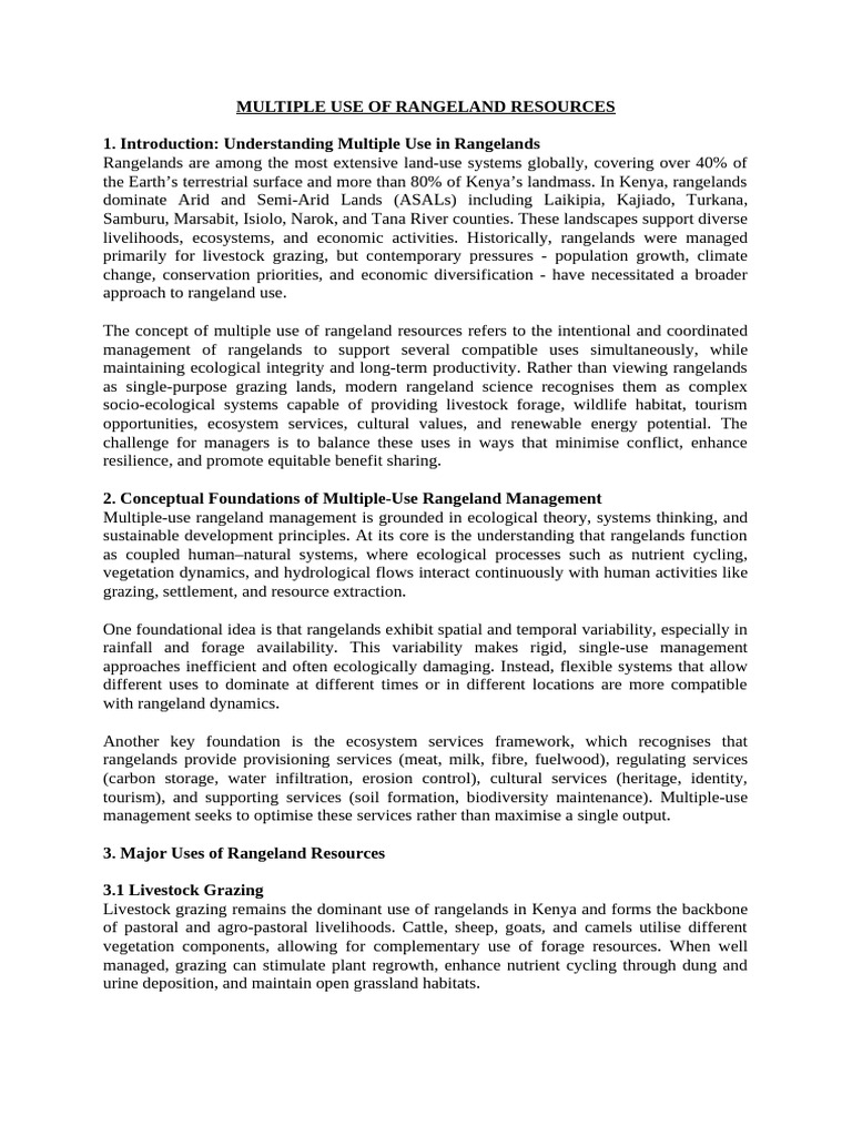 Topic 5 - Multiple Use of Rangeland Resources | PDF | Grazing | Agriculture
