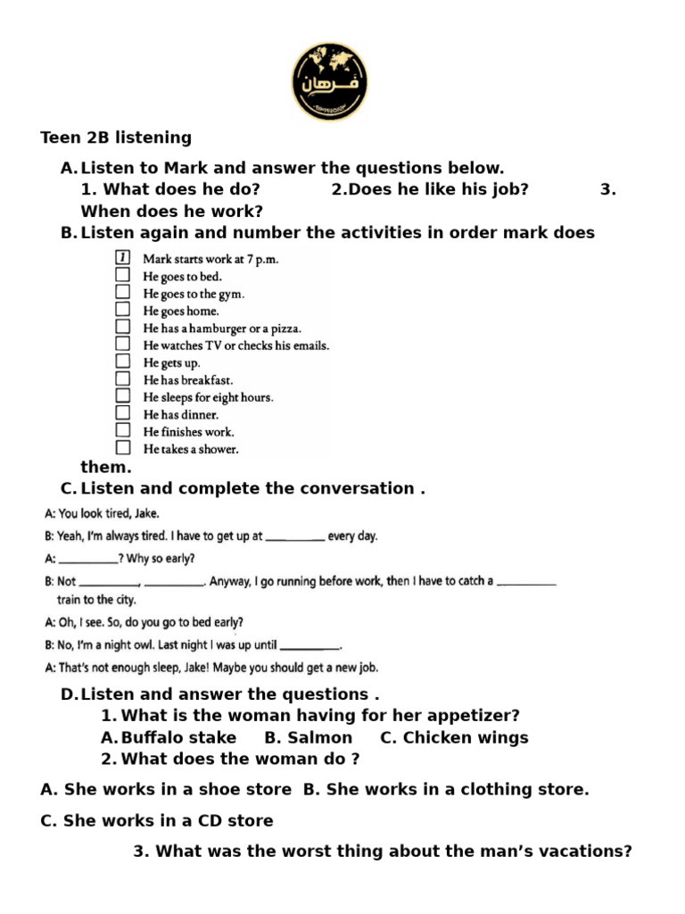 Teen 2B Listening | PDF