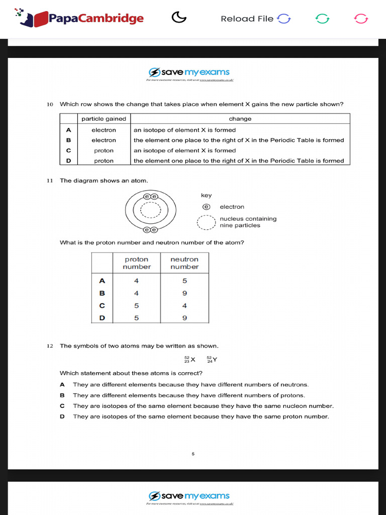 31 Atomic Structure and The Periodic Table Topic Booklet 1 CIE IGCSE ...