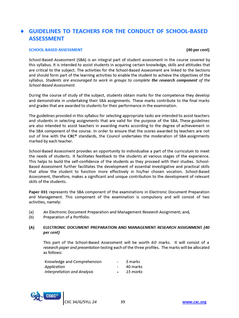 CSEC EDPM Syllabus Revised 2024 | PDF | Educational Assessment ...