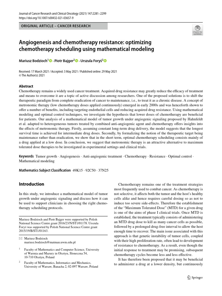 Angiogenesis and Chemotherapy Resistance Optimizing | PDF ...
