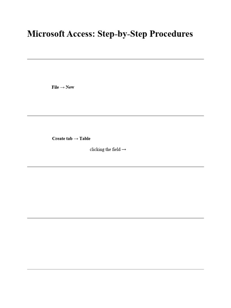 Microsoft Access Step by Step Procedures | PDF | Microsoft Access ...