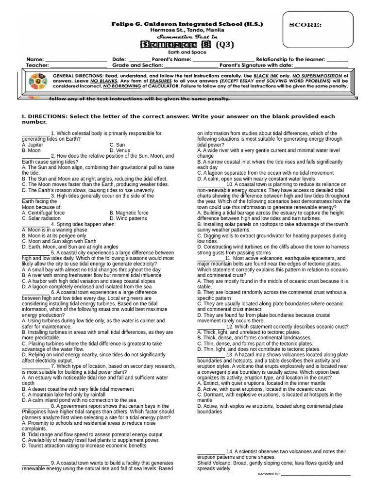 Q3 Summative Test 2025 - 2026 | PDF | Plate Tectonics | Volcano