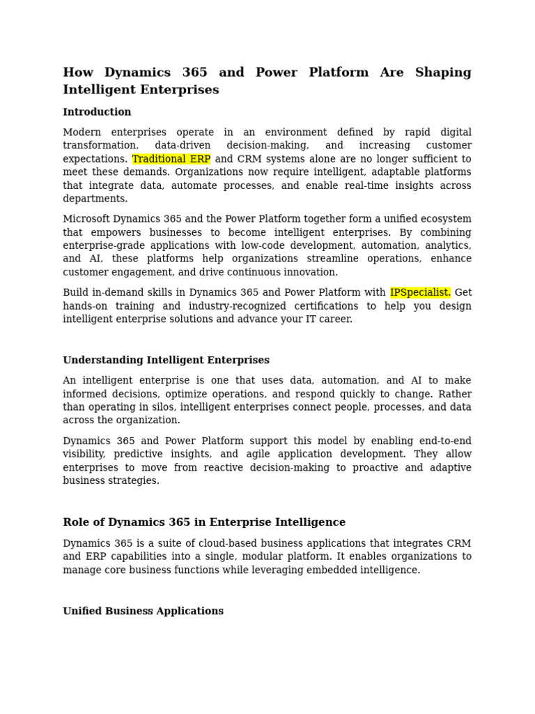 How Dynamics 365 and Power Platform Are Shaping Intelligent Enterprises ...