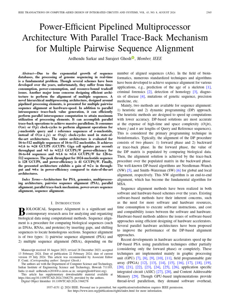 Power-Efficient Pipelined Multiprocessor Architecture With Parallel ...